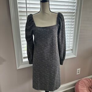 LOFT Black and White Long Sleeve Dress